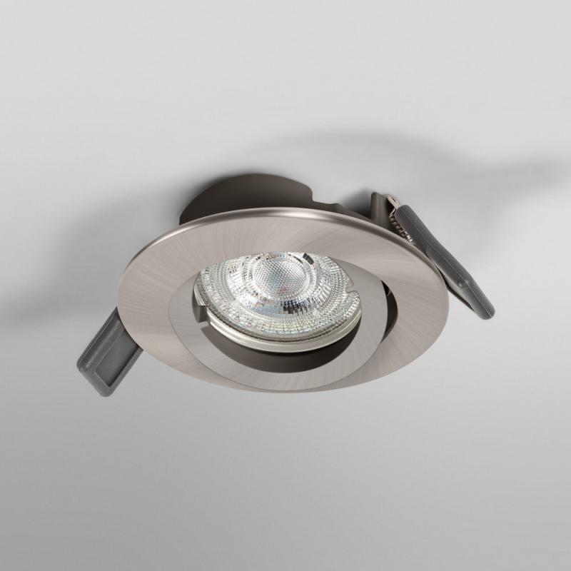 OSRAM Spotlight Recess Set Incl. Osram LED 4.3W GU10 Brushed Nickel aus Aluminium gebürstet mit warmweißem Licht in Nickeloptik Einbaudurchmesser 75,0 mm